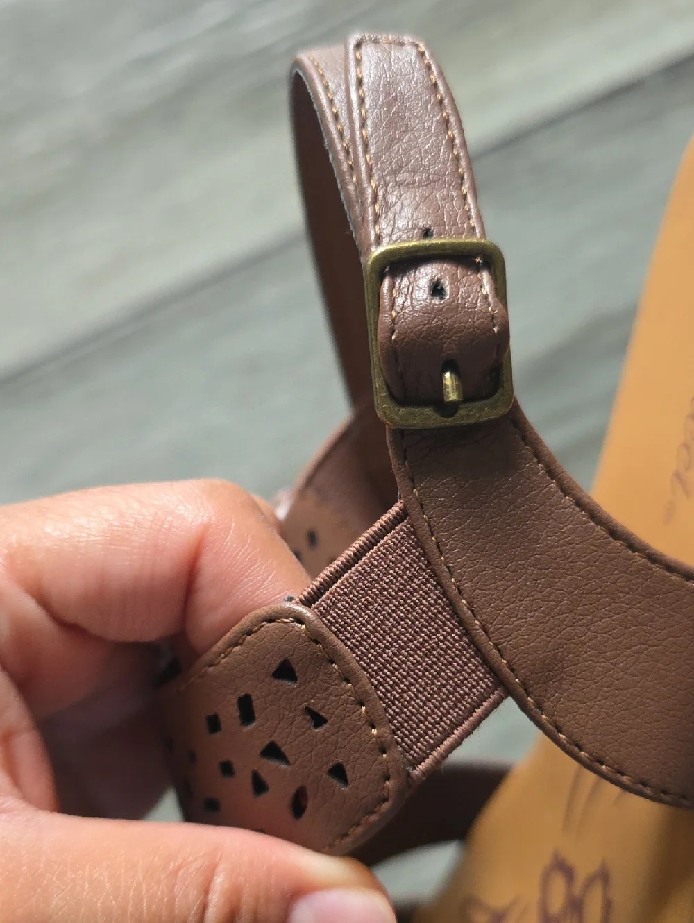 easy street Brown Laser-Cut Slingback Sandals - Picture 9 of 9
